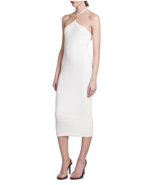 Amiri White Logo Plaque Sleeveless Midi Dress