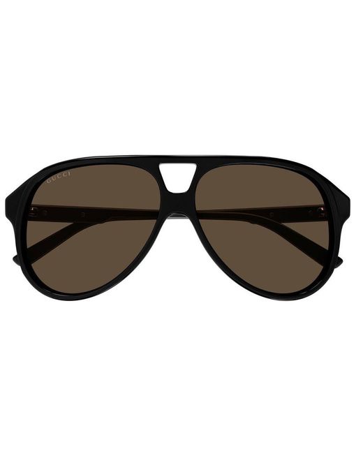 Gucci Brown Aviator Frame Sunglasses for men