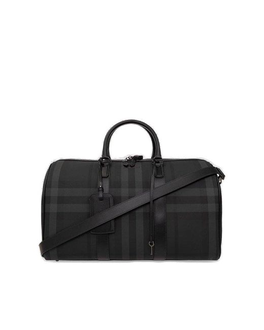 Burberry Black Checked Duffel Bag for men