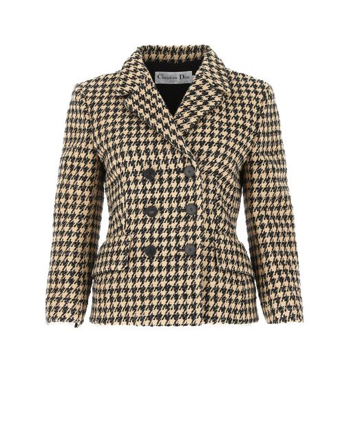 Dior Natural Houndstooth Double Breasted Jacket