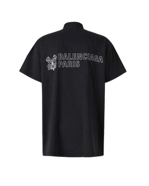 Balenciaga Black Cotton Logo T-Shirt for men