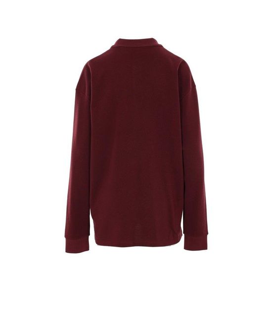 Miu Miu Logo-Embroidered Piqué Long-Sleeved Polo Shirt