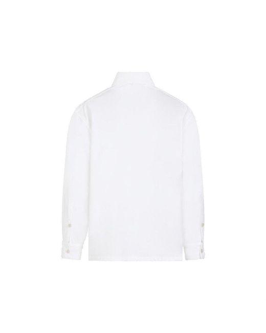 Valentino White Flower-appliqué Straight Shirt Jacket for men