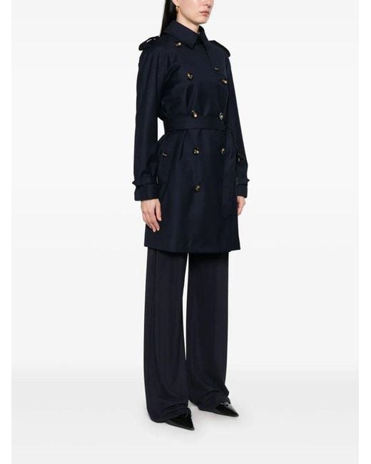 Montecore Blue Double-Breasted Trench Coat