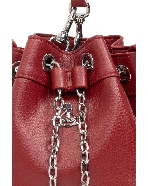 Vivienne Westwood Red Small Chrissy Chain-linked Bucket Bag
