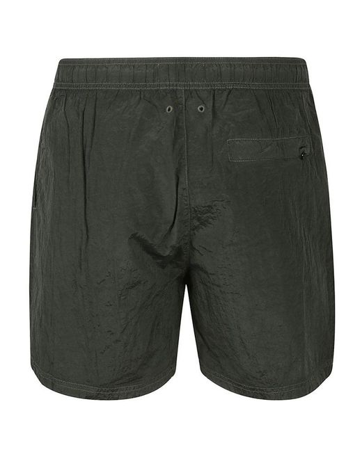Stone Island Gray Compass-patch Crinkled Finish Swim Shorts for men