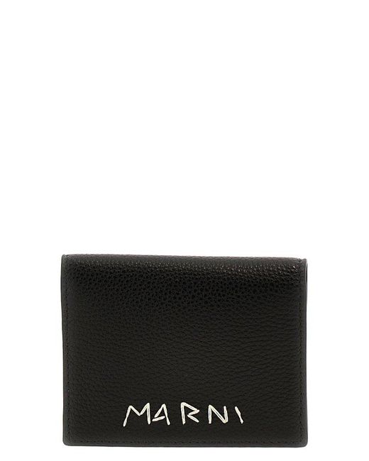 Marni Black Logo Embroidery Cardholder Wallets, Card Holders for men