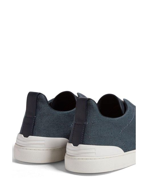 Zegna Blue Triple Stitch Sneakers for men