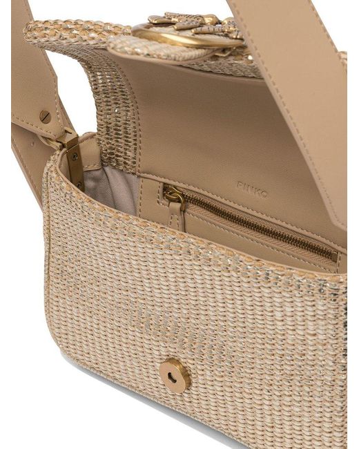 Pinko White Love One Chain-Linked Crossbody Bag