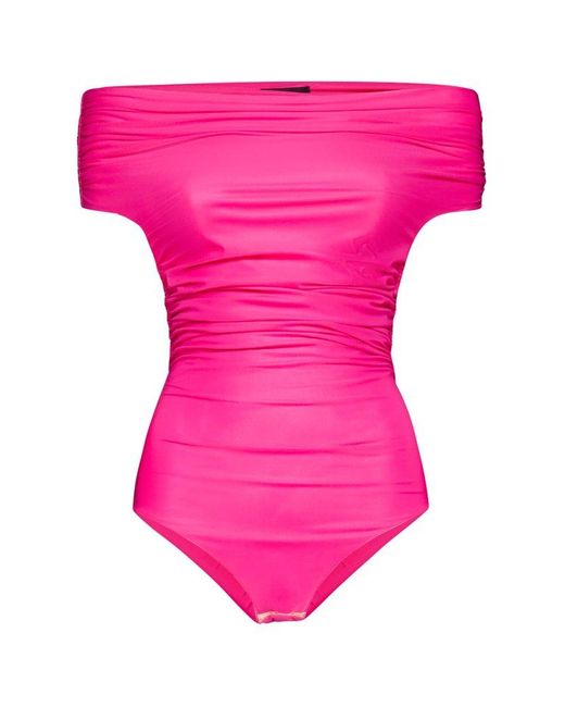 ANDAMANE Pink Off-Shoulder Bodysuit