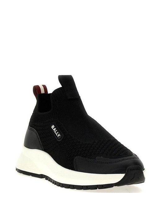 Bally Black Dewan Mesh Panelled Stretched Knit Sneakers for men