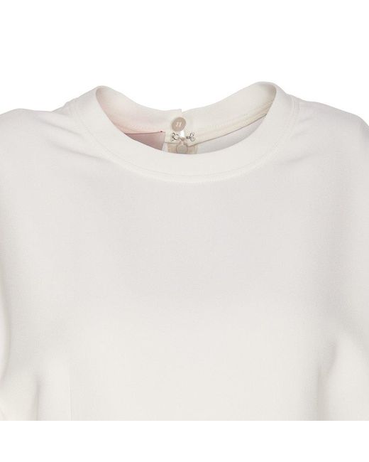 Valentino White Round Neck Short-sleeved Dress