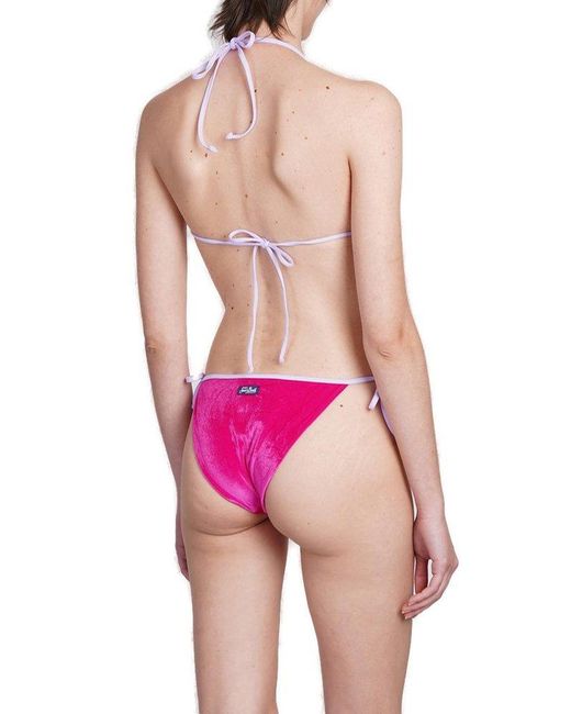 Mc2 Saint Barth Pink Leah Halterneck Velvet Bikini Top