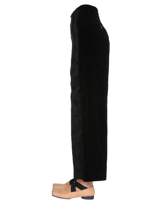 Uma Wang Black Geometric Patterned Wide Leg Pants