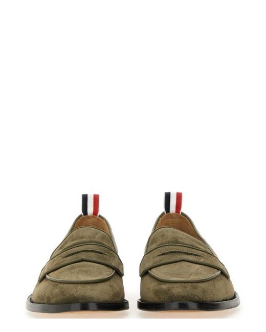 Thom Browne Green Rwb Striped Varsity Penny Loafers for men