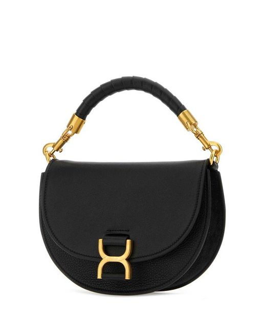 Chloé Black Marcie Chain Flap Hobo Bag