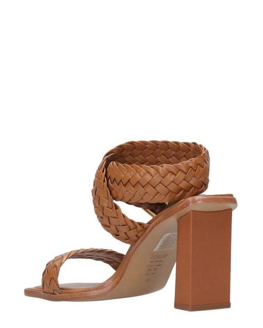 SCHUTZ SHOES Brown Braided Block Heeled Sandals