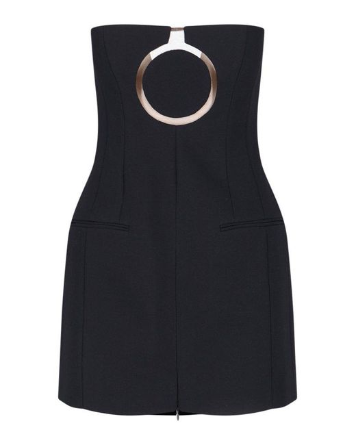 Ferragamo Black Circle-printed Zipped Fitted Mini Dress
