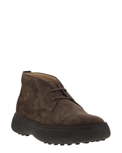 Tod's Brown W. G. Heritage Lace-Up Desert Boots for men