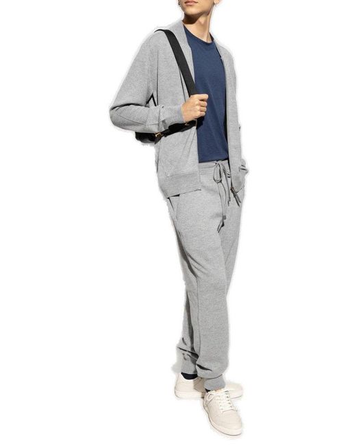 Tom Ford Gray Logo-Patch Drawstring Track Pants for men