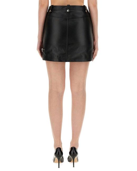 Moschino Black Jeans Zip-detailed Leather Mini Skirt
