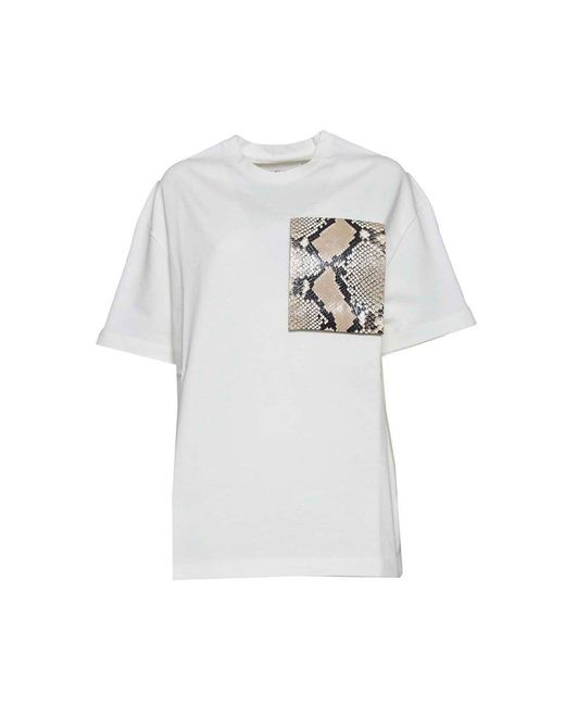 Jil Sander White Snake Pocket Printed T-shirt