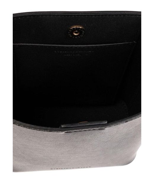 Stella McCartney Black Frayme Logo-charm Bucket Bag