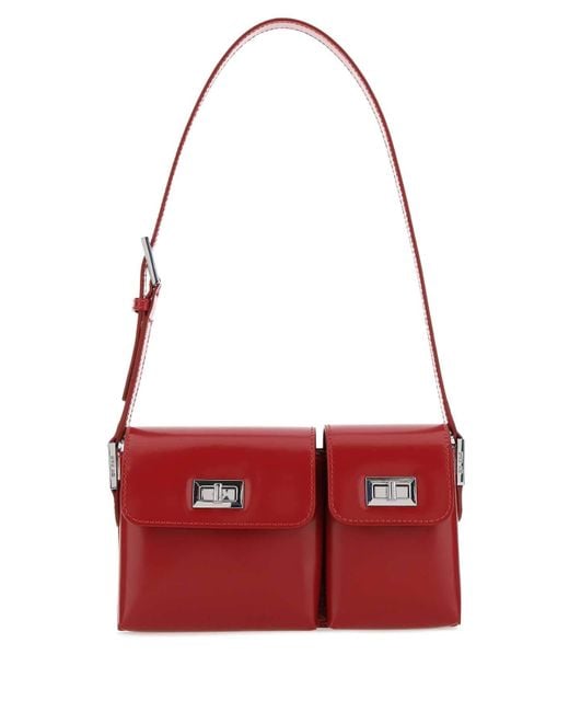 By Far Red Tiziano Leather Baby Billy Shoulder Bag