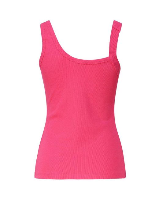 Versace Pink Buckle-embellished Ribbed Tank Top