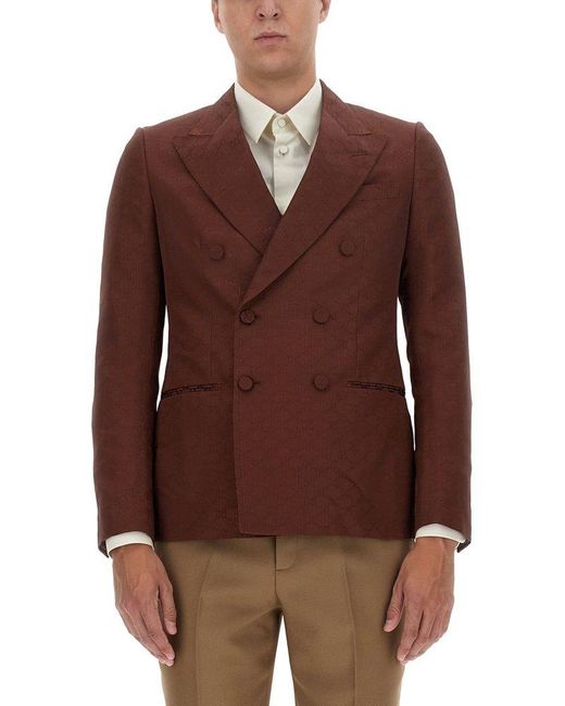 Gucci Brown Monogrammed Button-up Jacket for men