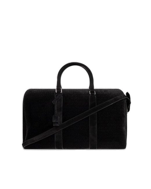 Saint Laurent Black Le Monogramme Velvet Duffle Bag for men