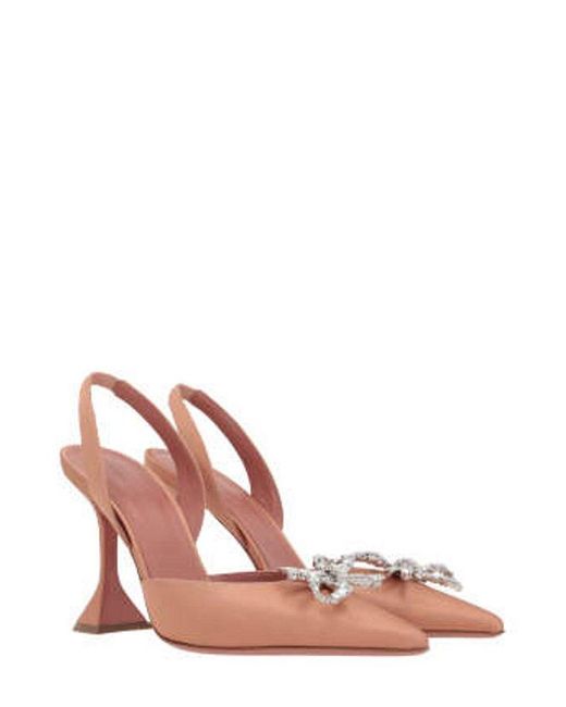 AMINA MUADDI Pink Rosie Pointed Toe Slingback Pumps