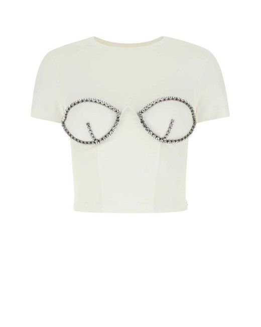 Area White Bustier Cup Cropped T-shirt