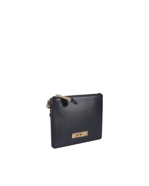 Moschino Black Leather Clutch for men