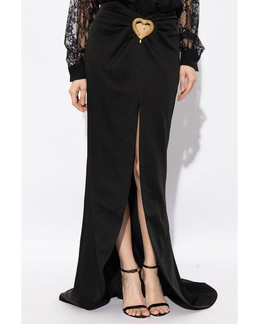 Moschino Black Maxi Skirt With Application,