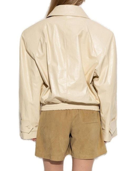 Marni Natural Leather Jacket With Embroidered Logo