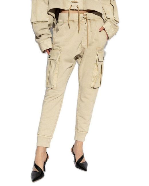 DSquared² Natural Drawstring Cargo Sweatpants