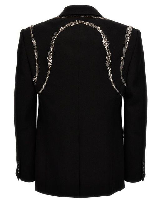 Alexander McQueen Black Crystal Harness Blazer for men