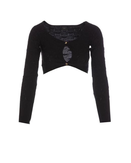 Pinko Two Buttoned Cropped Cardigan in Black | Lyst