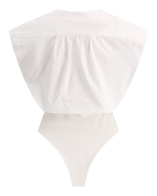 Alaïa White V-Neck Sleeveless Bodysuit