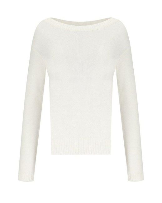 Max Mara White Svago Boat Neck Jumper