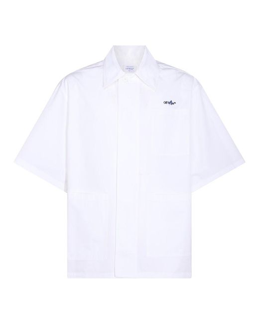 Off-White c/o Virgil Abloh White Embroidered Short Sleeve Shirt for men