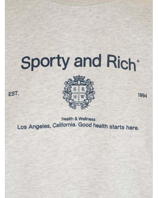 Sporty & Rich Gray Logo Printed Crewneck Sweatshirt
