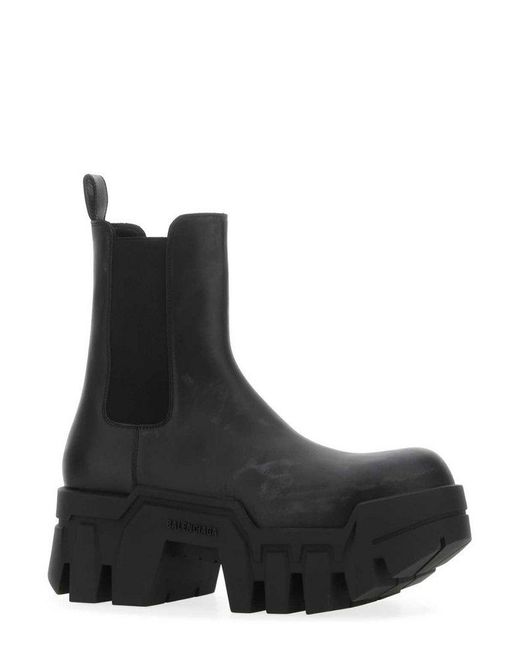 Balenciaga Black Bulldozer Rounded-toe Ankle Boots for men