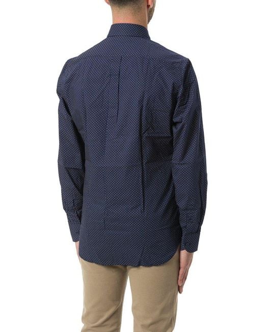 Harmont & Blaine Blue All-Over Micro Pattern Shirt for men