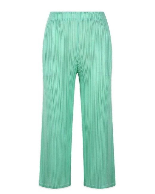 Pleats Please Issey Miyake Green March Pleated Trousers