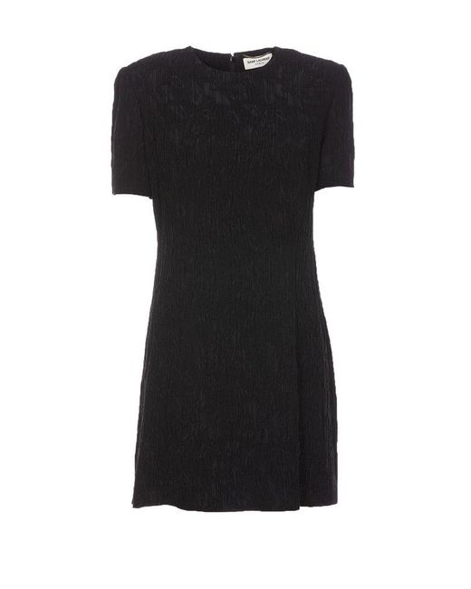 Saint Laurent Black Crewneck Short-sleeved Dress