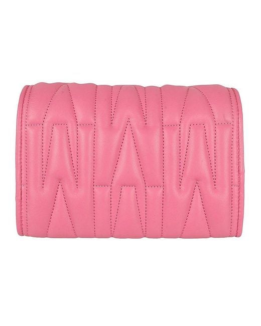 Moschino Pink Logo Plaque Chain-link Wallet