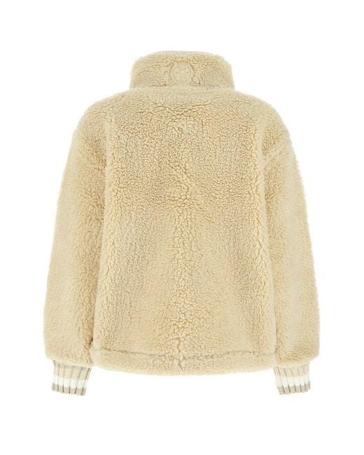 romantisk Diverse penge Tommy Hilfiger Crest Faux Fur Varsity Jacket in Natural | Lyst