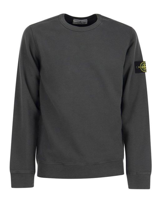 Stone Island Gray Crew Neck Sweatshirt In Frosted Cotton for men